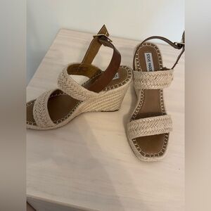 Steve Madden Tan Wedge Sandals with Ankle Straps